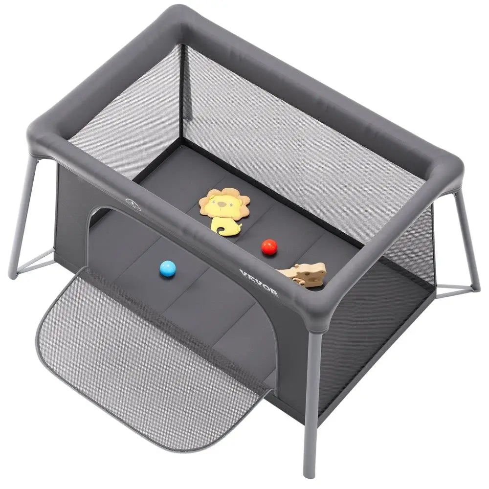 Baby Travel Crib Folding Playpen with Zipper Gate for Toddler