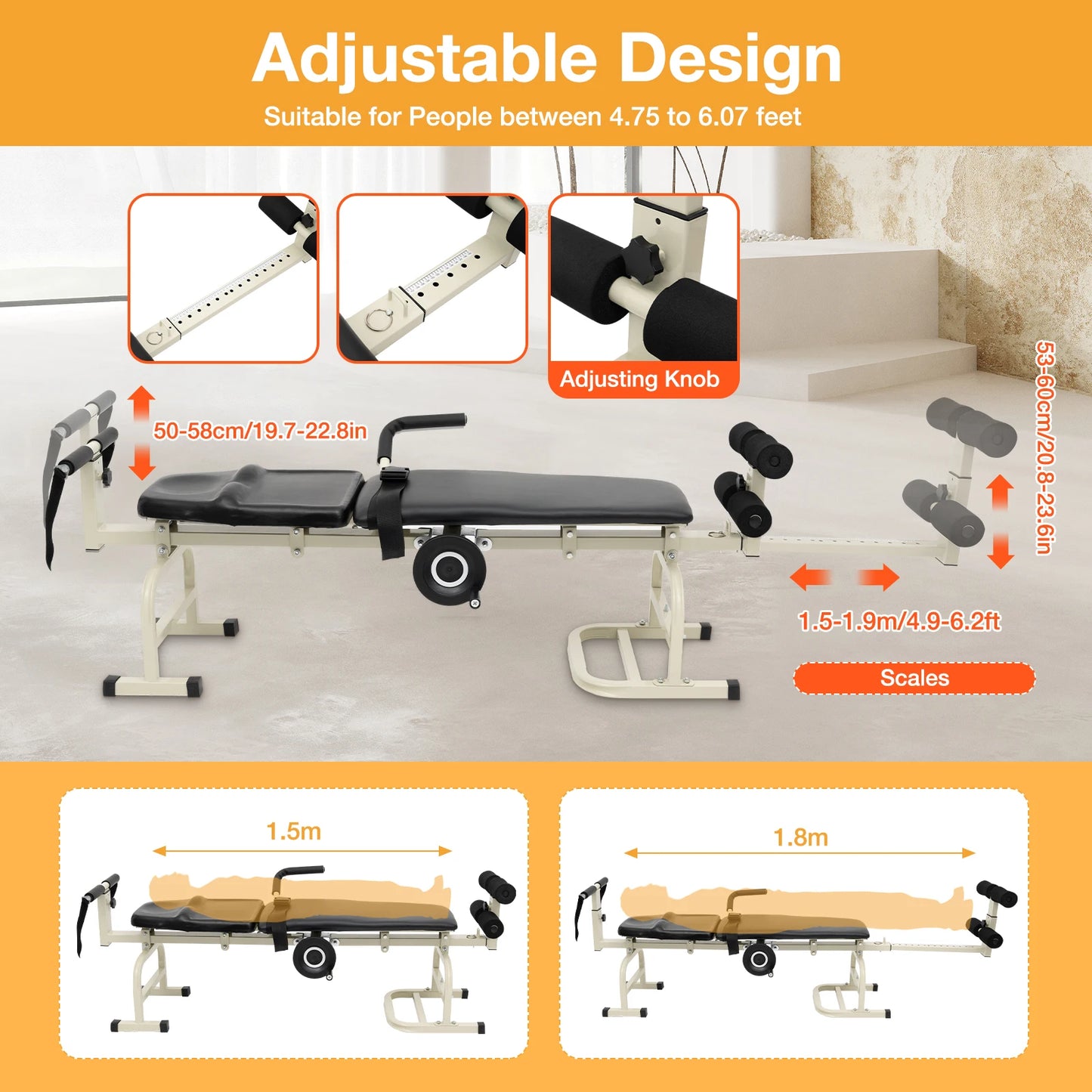 Multifunctional Body Stretcher Fitness Equipment Medical Spinal Traction Lumbar Spine Keyboard Protrusion Corrector Yoga Bed