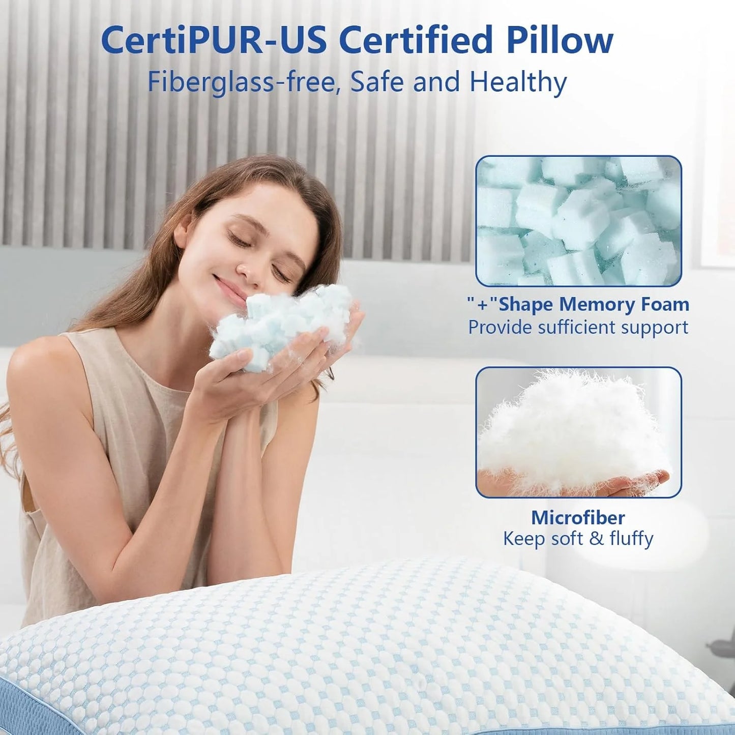 Adjustable Memory Foam Pillow For Side Back Sleepers Gel