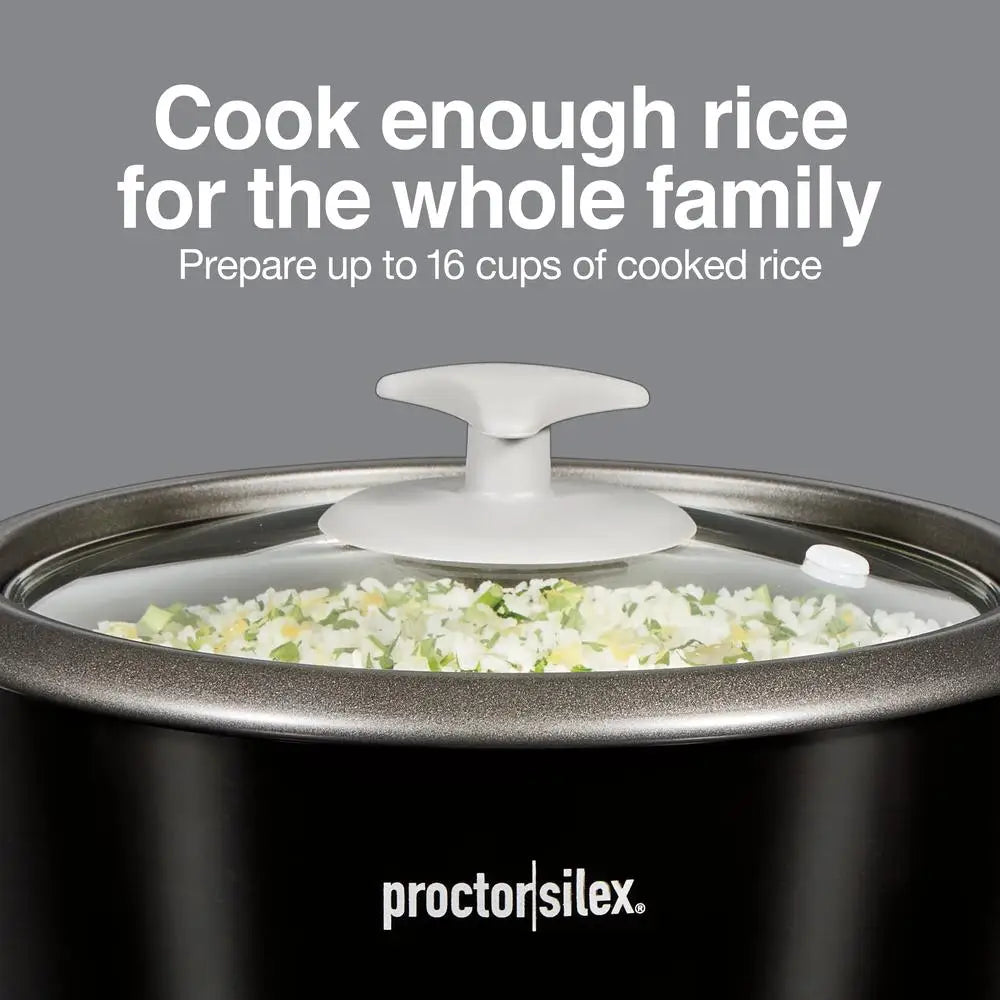16 Cup Rice Cooker & Steamer Black & Silver 37527