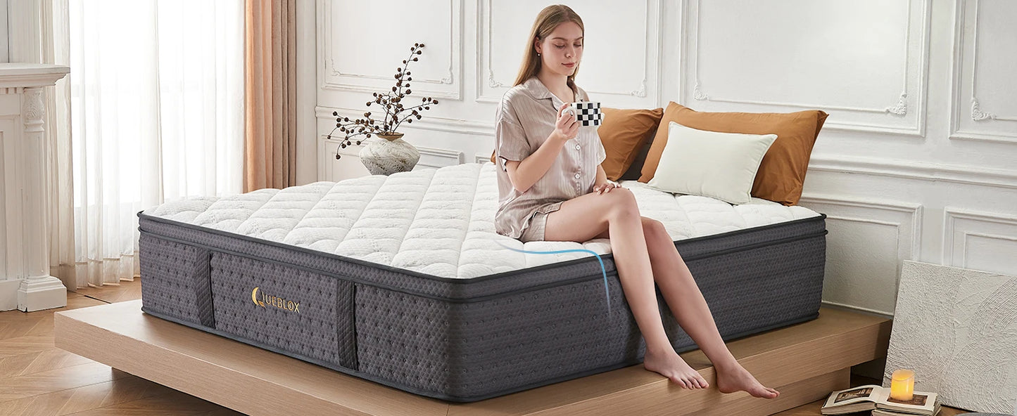 King Mattress 12 Inch King Size Hybrid Mattresses in a Box Memory Foam and Independent Pocket Springs for Pressure Relief CertiP