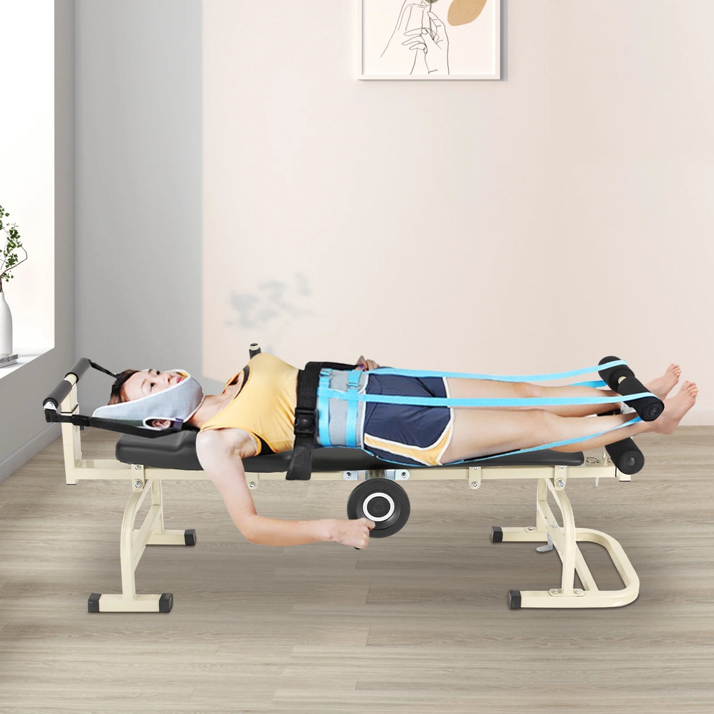 Medical Multifunctional Body Stretcher Leg Pulling Tensioner Fitness Traction Bed Max Load 120kg Suitable For 1.45-1.85m Adults