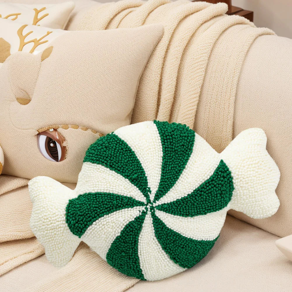 Christmas Plush Spiral Candy Shaped Pillow Festive Cushion