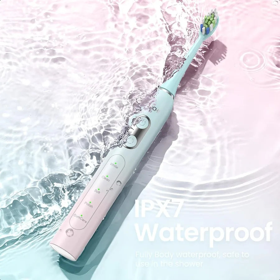 Electric Toothbrush for Adults and 8 Brush Heads5 Modes55 Days Rechargeable Battery Life44000 VPM Motor2 Minute Smart Timer IPX