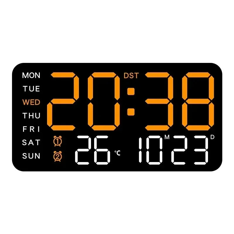 Extra Large LED Digital Wall Clock with Date.Temperature & Timer Display