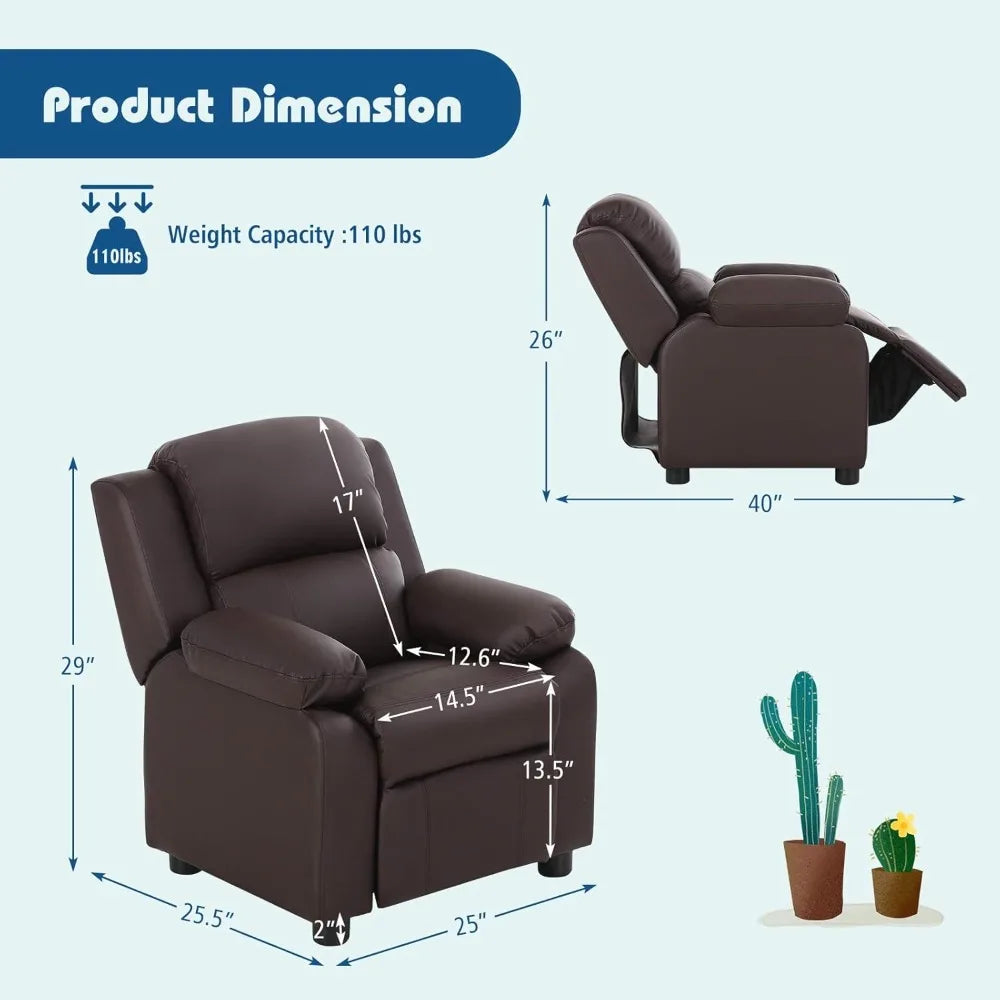 Kids Recliner Sofa Leather Armchair Couch with Footrest And Headrest for Living Room Nursery Gaming Reclining Chair Birthdays
