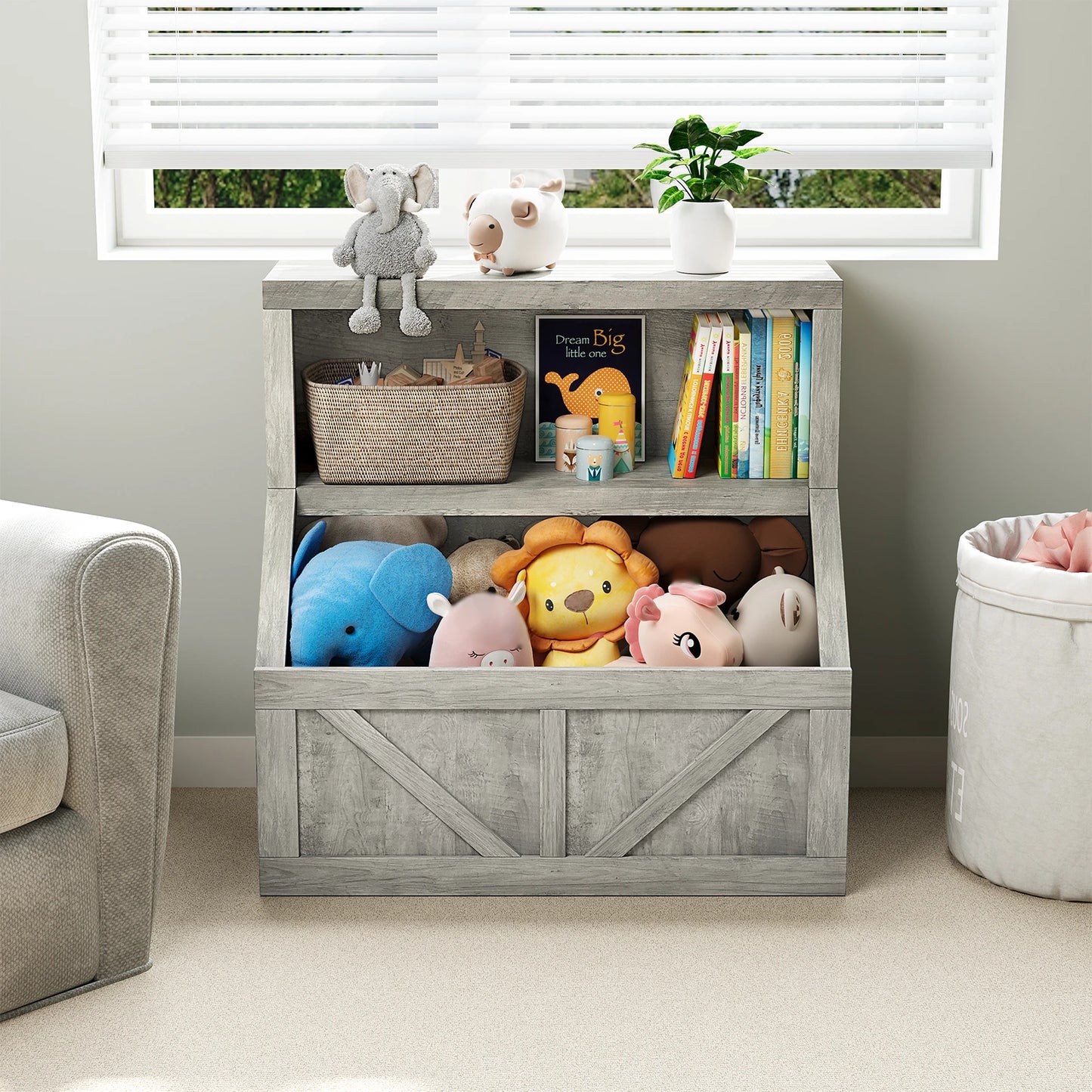 Kids Bookcase Toy Storage Organizer Cabinet Children Bookcase Wooden Toy Storage Cabinet for Playroom Nursery Hallway School