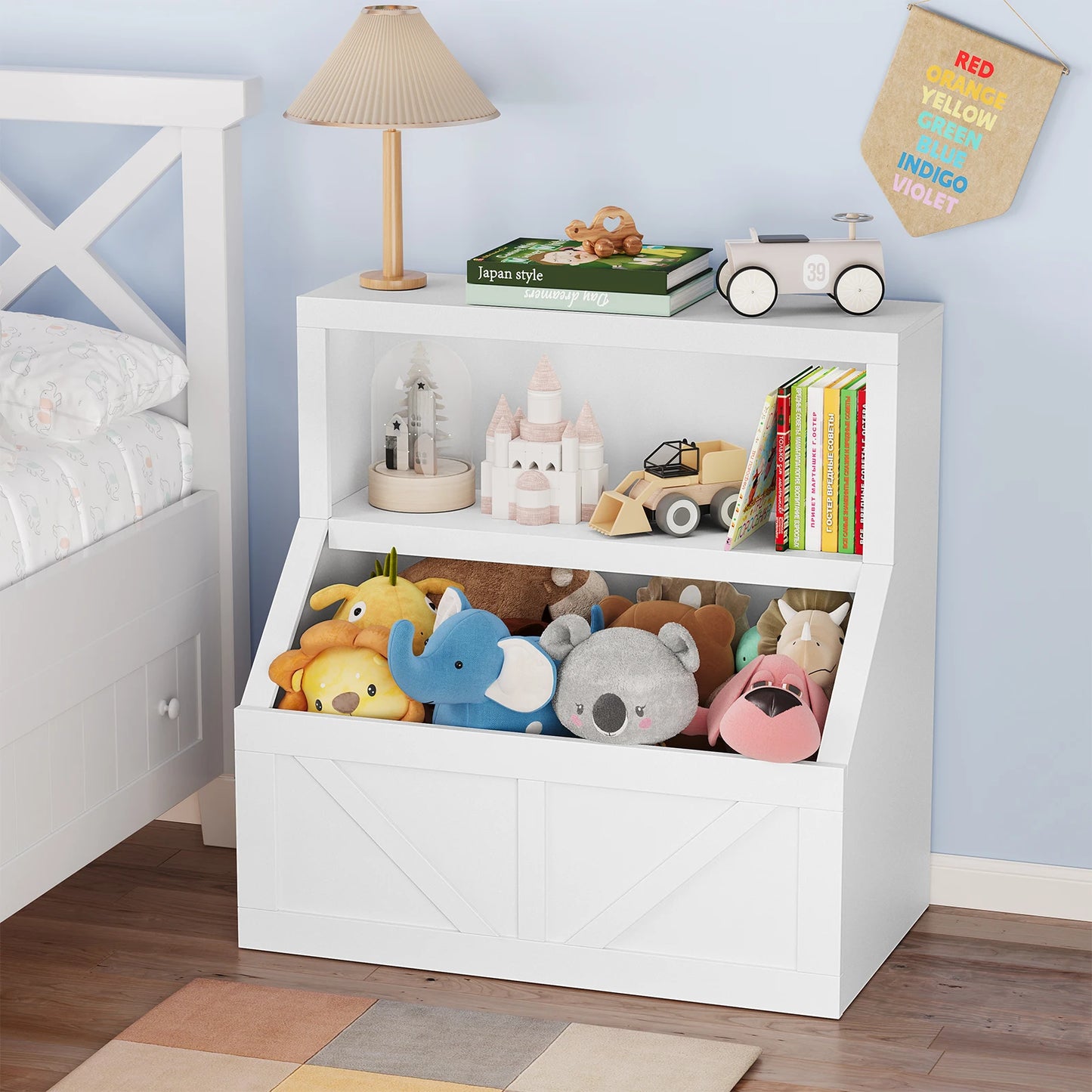 Kids Bookcase Toy Storage Organizer Cabinet Children Bookcase Wooden Toy Storage Cabinet for Playroom Nursery Hallway School