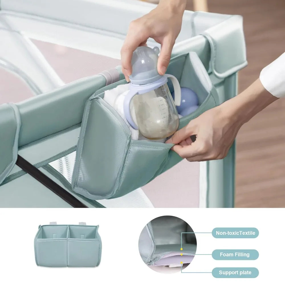 Foldable Baby Playpen Large Playard With Detachable Mat Bag