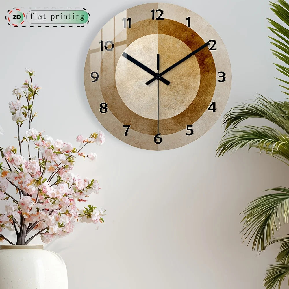 Modern Wood-Look Wall Clock – Minimalist Round Home Décor