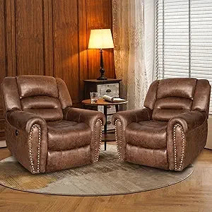 Electric Recliner Chair W/Breathable Bonded Leather, Classic Single Sofa Home Theater Recliner Seating W/USB Port (Smoky Gray)