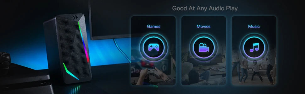 Redragon GS510 Waltz RGB Desktop Speakers . 2.0 Stereo Gaming Speaker System Description