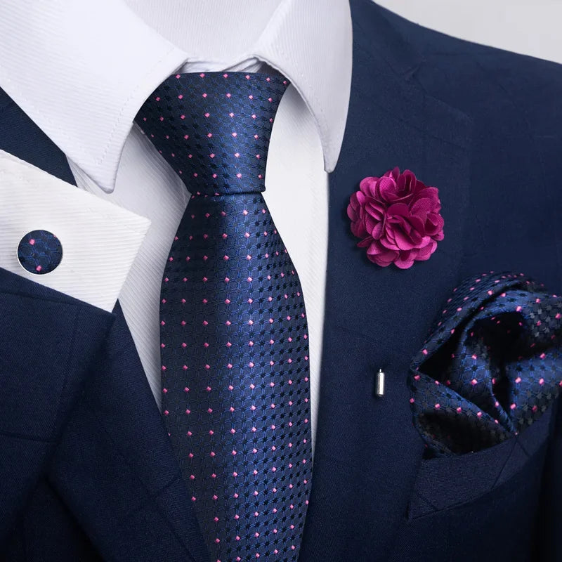 Luxury Green Floral Men’s Necktie Set .Tie, Pocket Square & Cufflinks