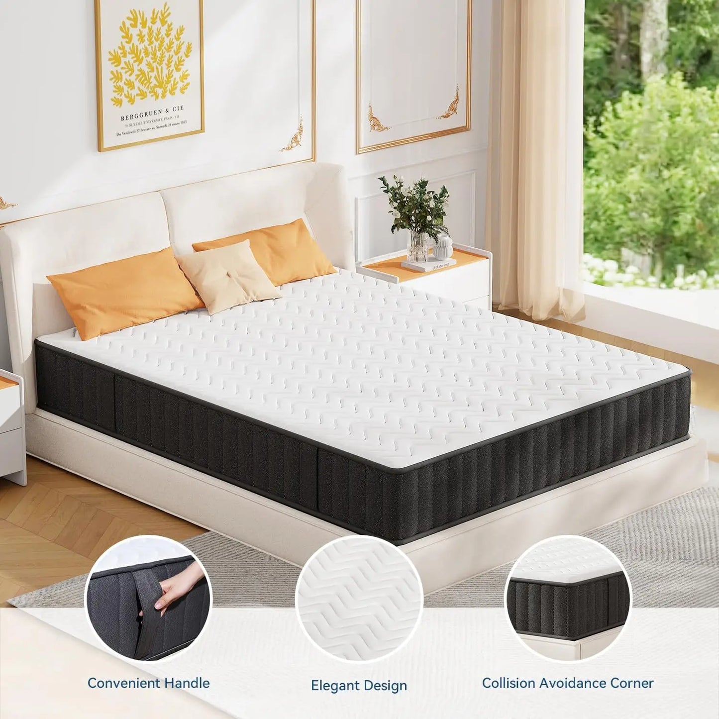 10 Inch Mattress Queen Memory Foam Mattress in a Box Cooling Charcoal Medium Firm Mattresses for Back Pain Relief CertiPUR US