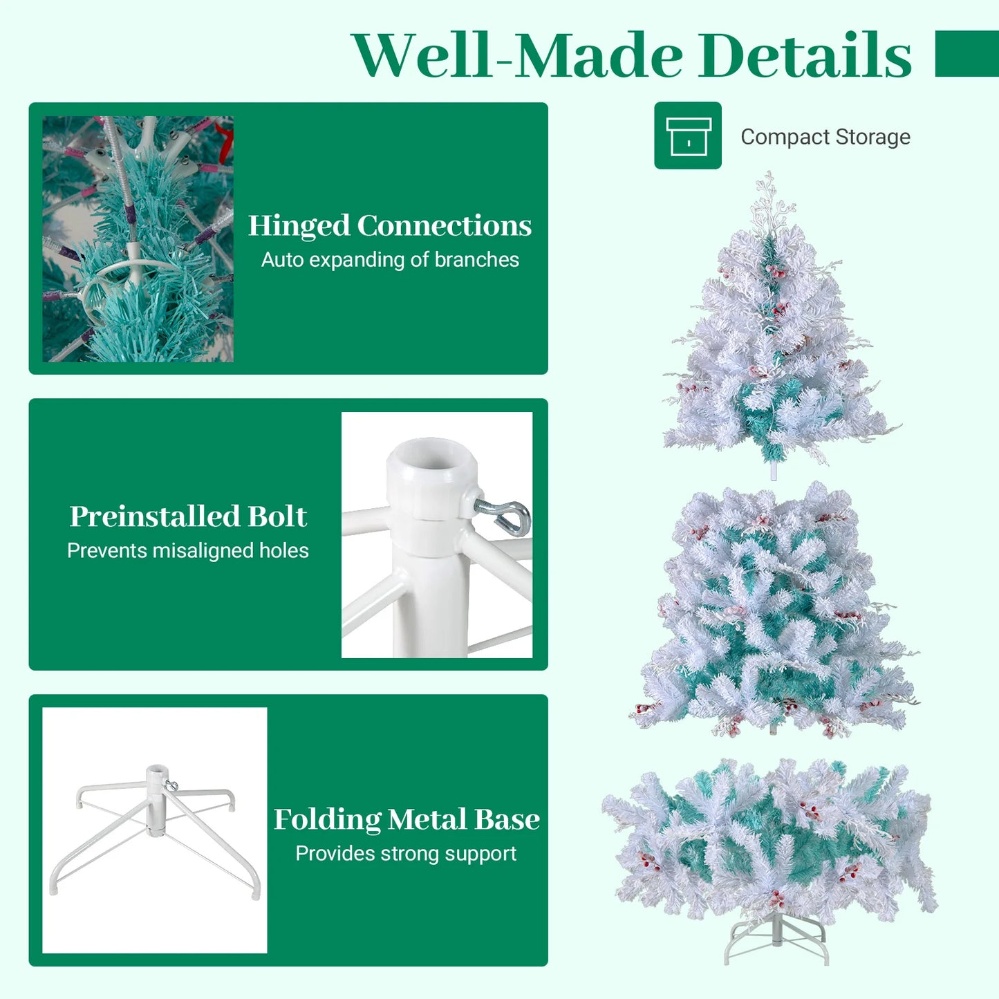 6FT–7FT Pre-Lit Snow Flocked Artificial Christmas Tree . Premium Holiday Tree with Warm White Lights Description: