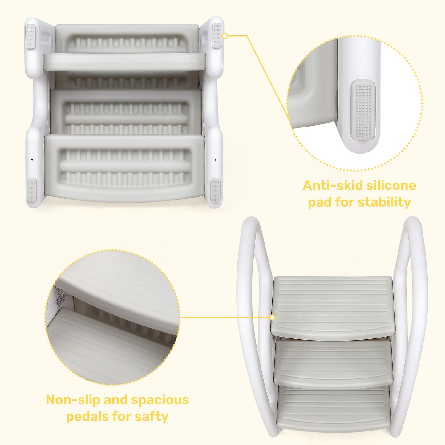 Toddler Step Stool With Handles On Sides Plastic 3 Step