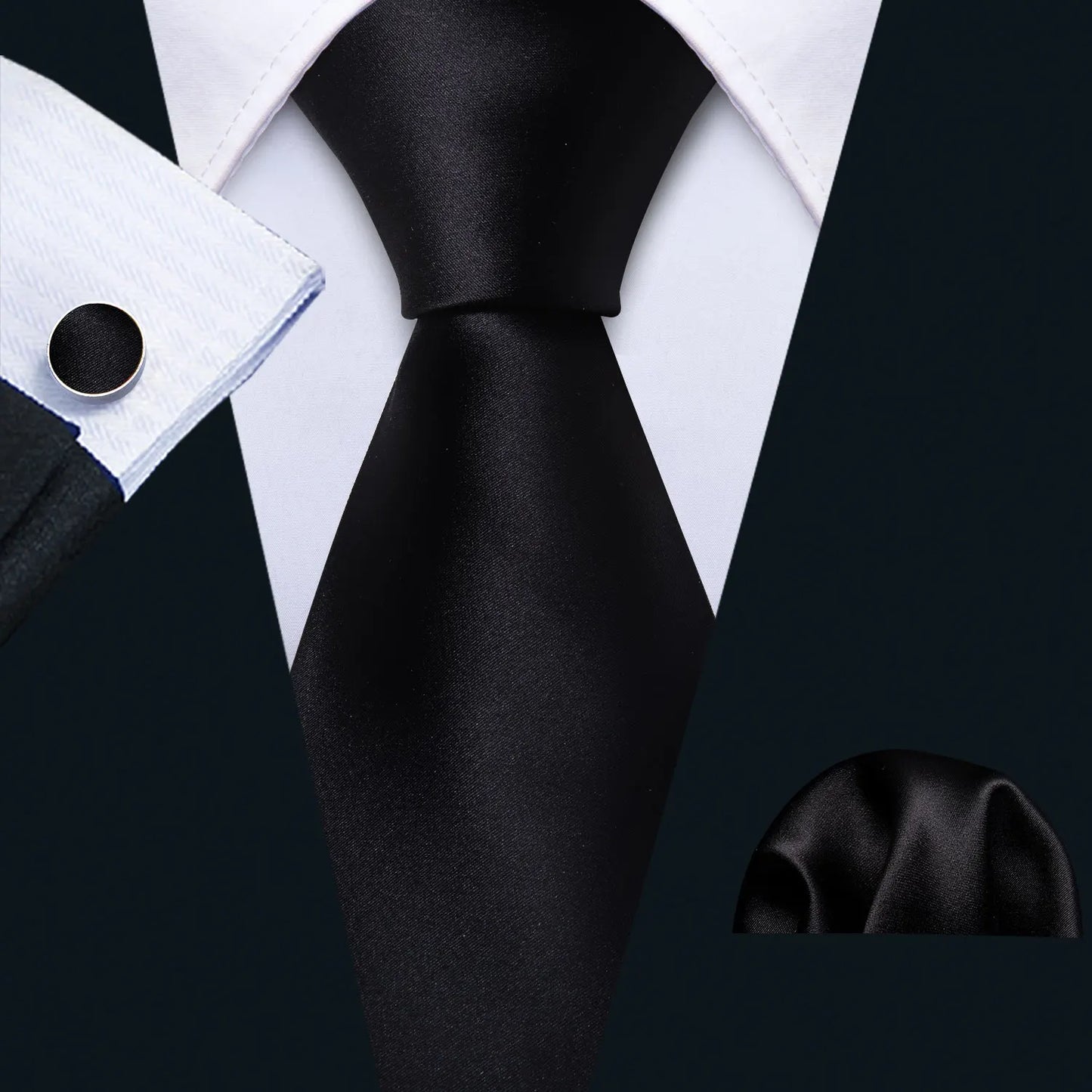 Luxury Men’s Silk Necktie Gift Set with Pocket Square, Cufflinks & Tie Clip