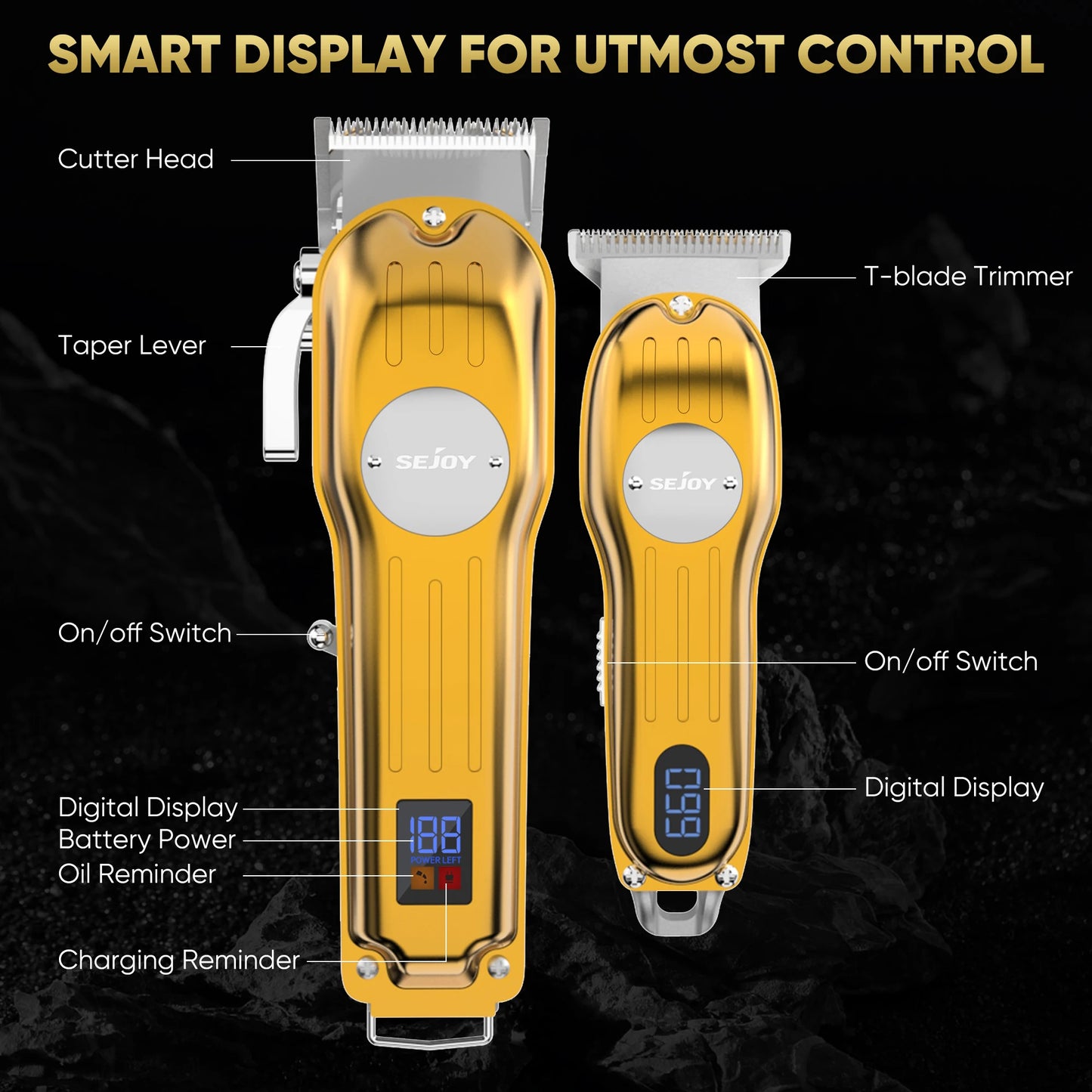 Professional Full Metal Combo Kit Barber Hair Clipper for Men Electric Beard Hair Trimmer Rechargeable Hair Cutting Machine