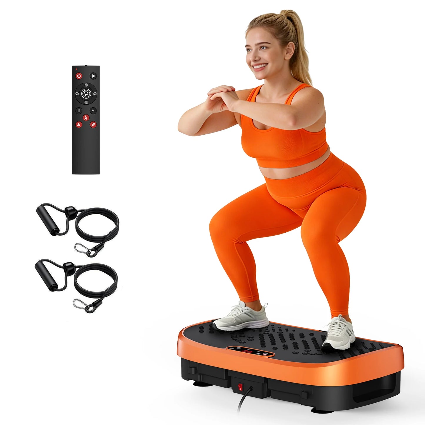 Magnetic Vibration Plate Exercise Machine. 120-Level Full Body Fitness Platform with Resistance Bands