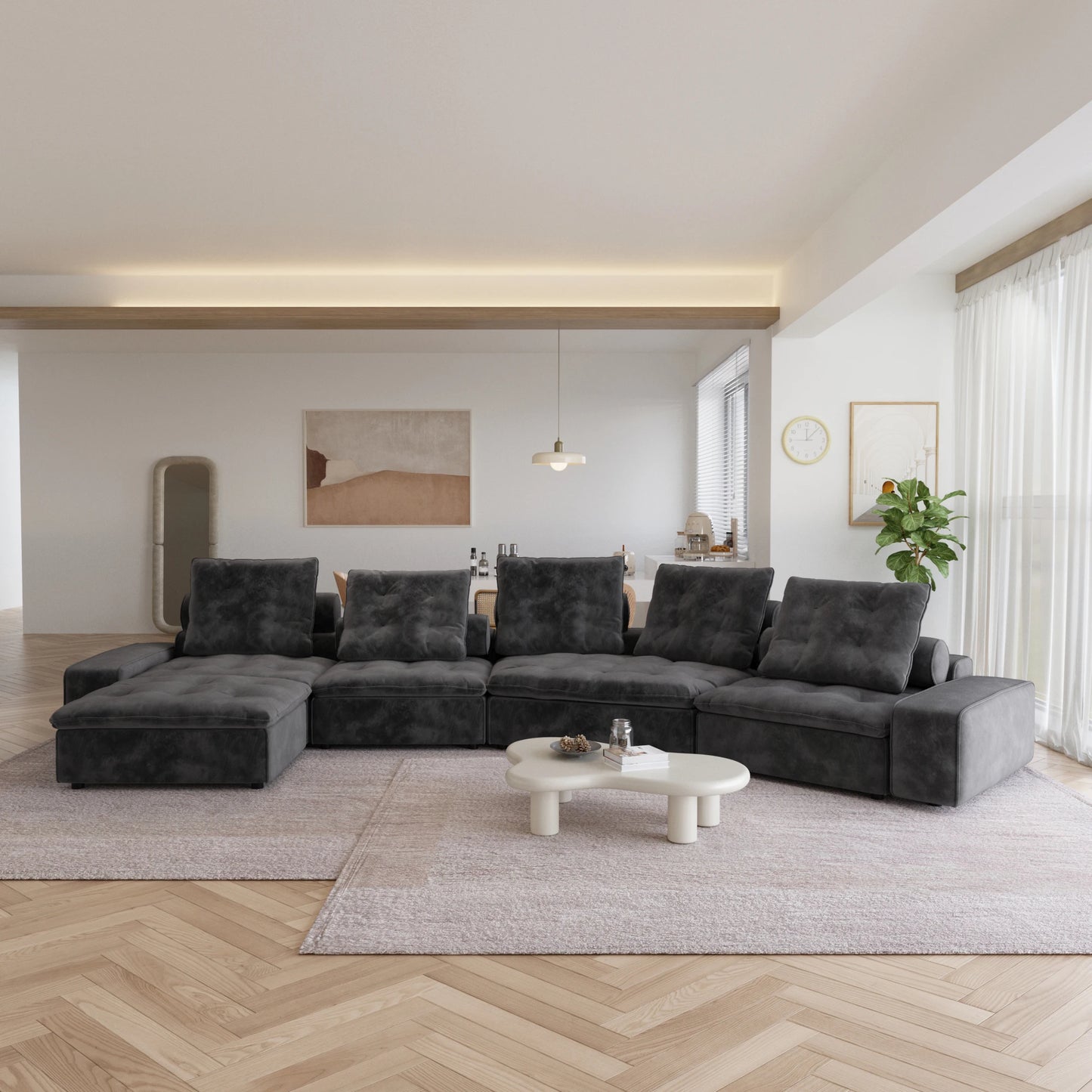 Down Filled Curved Cloud Sectional Sofa Oversized Couches Chaise Ottoman Stupendous Miami Sofa Adjustable Backrest