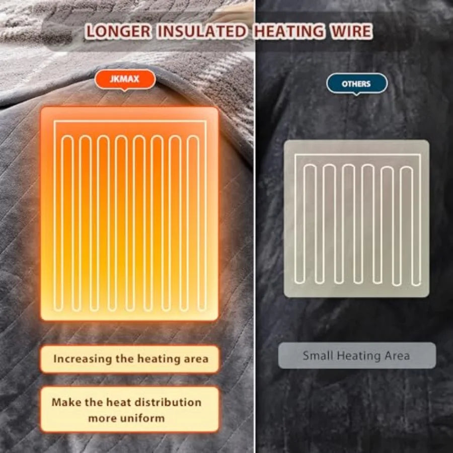 Luxury Electric Heated Blanket. Ultra Soft Warming Throw with Adjustable Heat Settings