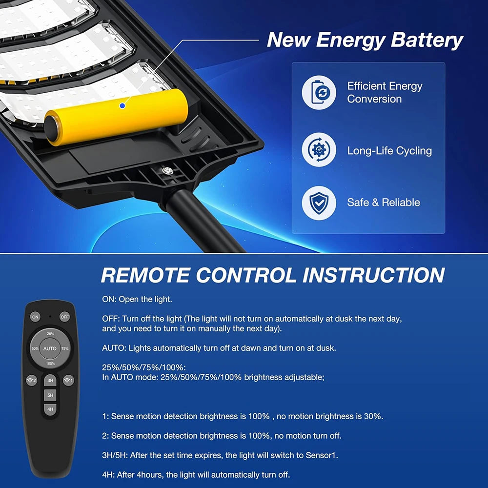 Solar LED Street Light | Outdoor Motion-Sensor Security Light
