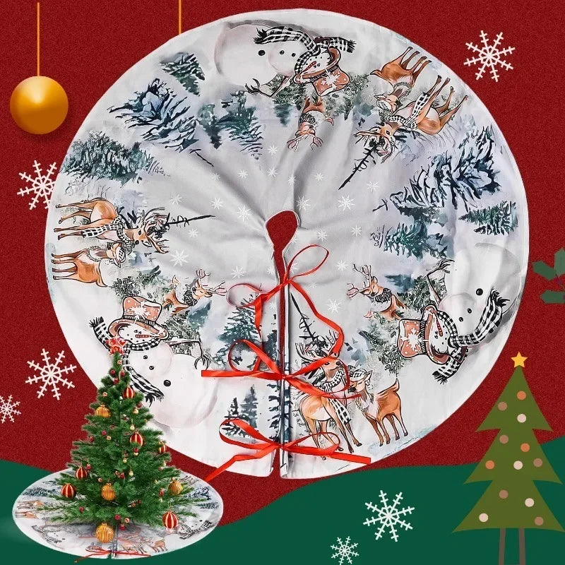 Christmas Tree Skirt Xmas Tree Mat Plush Trees Skirts Flowers Surround Bottom Carpet Base Round Cover Rug New Year Party Decor