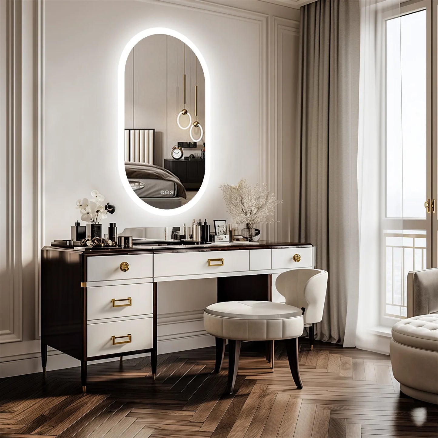 Backlit Smart LED Bathroom Mirror Oval Dimmable Anti Fog