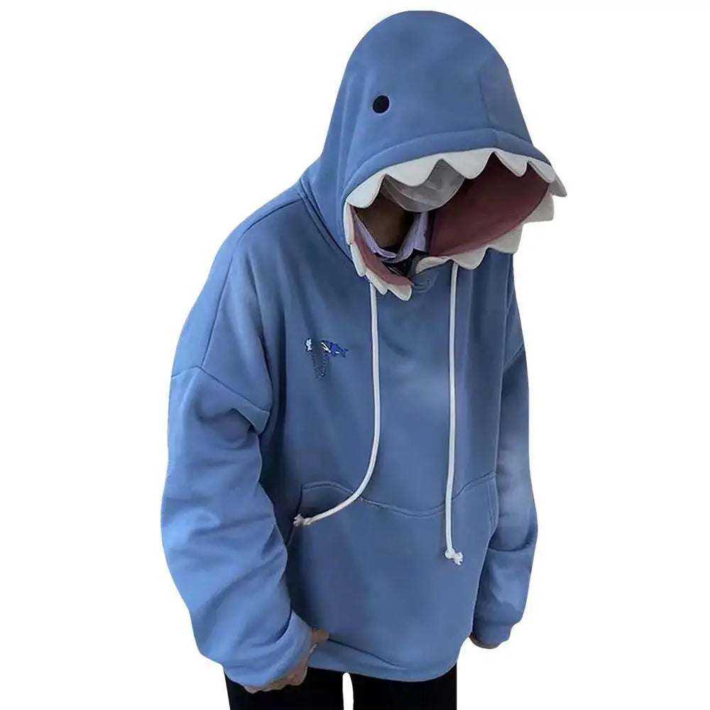 Shark Shape Hoodie Sweatshirt Blue For Men Women Unisex