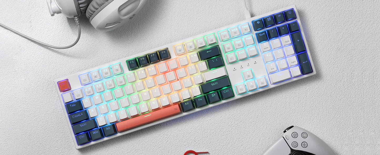 Redragon K668 RGB Mechanical Gaming Keyboard 108 Key Wired Keyboard with Hot-Swappable Switches