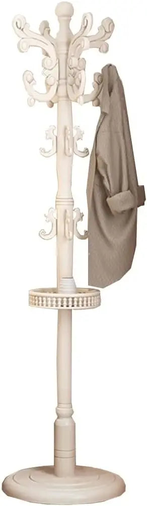 Coat Racks freestanding, Wooden Coat Rack Stand, Hall Tree Coat Rack Coat Hanger Stand with 14 Hooks, Storage Tray,Stable Base