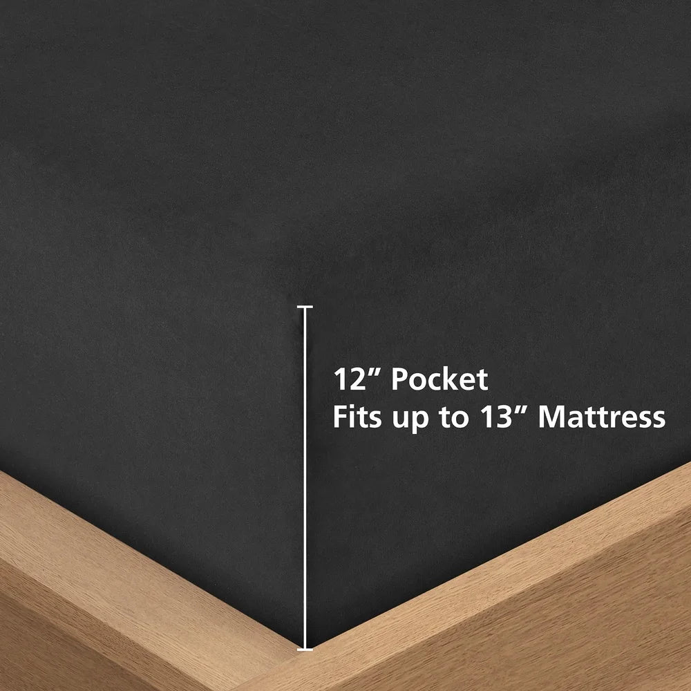 7 Piece Queen Comforter Set Microfiber Bedding Black