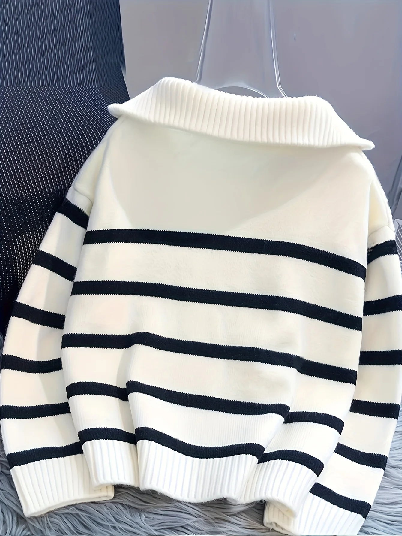 Autumn Winter Women Knit Sweater Striped Slim Fit Pullover