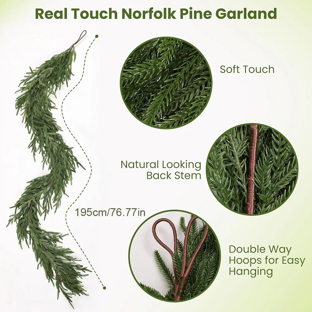 Norfolk Pine Garland Real Touch Greenery 6 To 9 Ft Decor