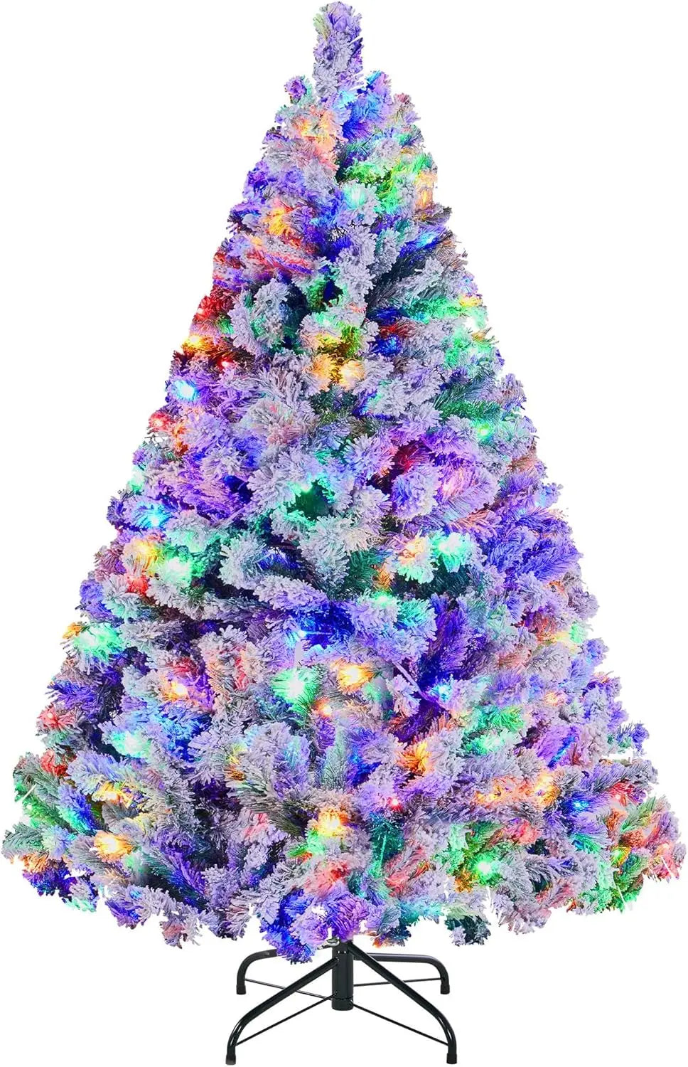 Spruce Artificial Christmas Tree Pre-lit 9ft Snow Hinges Tree with 900 Multicolor LED Lights & 2108 Branch Tips & Metal Stand
