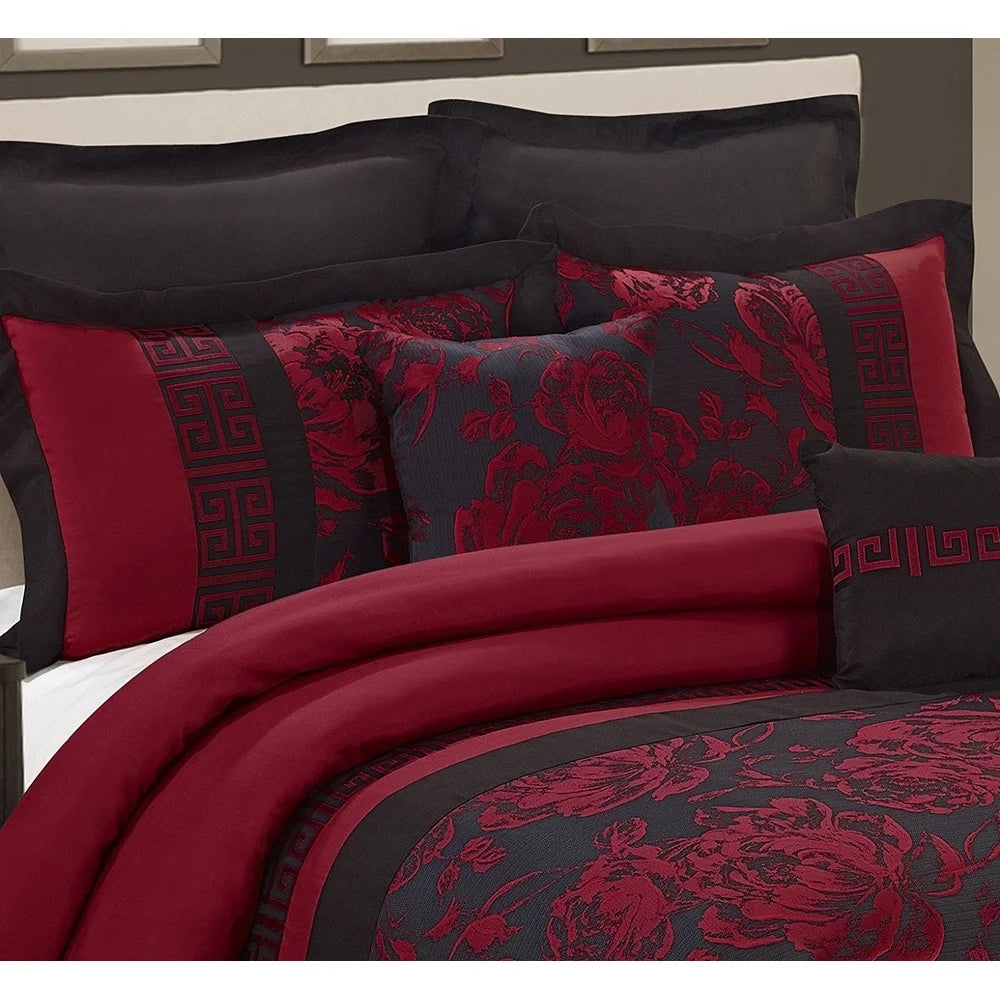 Dutrieux 8 Piece Luxury Floral Queen Comforter Set Bedding