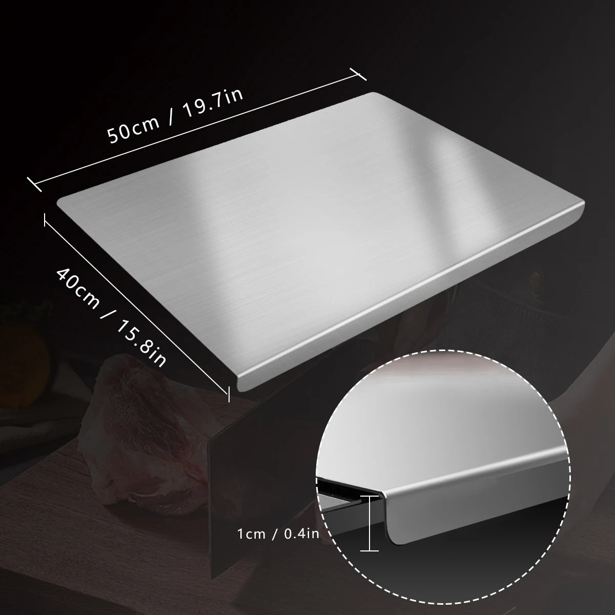 304 Stainless Steel Cutting Board. Premium Double-Sided Kitchen Prep Board