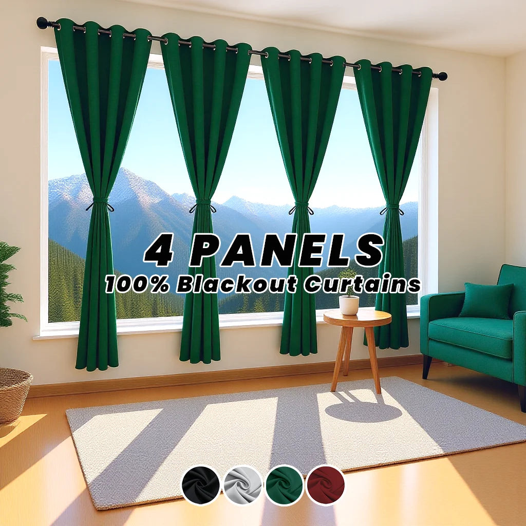 4-Panel Blackout Curtains | Thermal Insulated Noise-Reducing Window Set