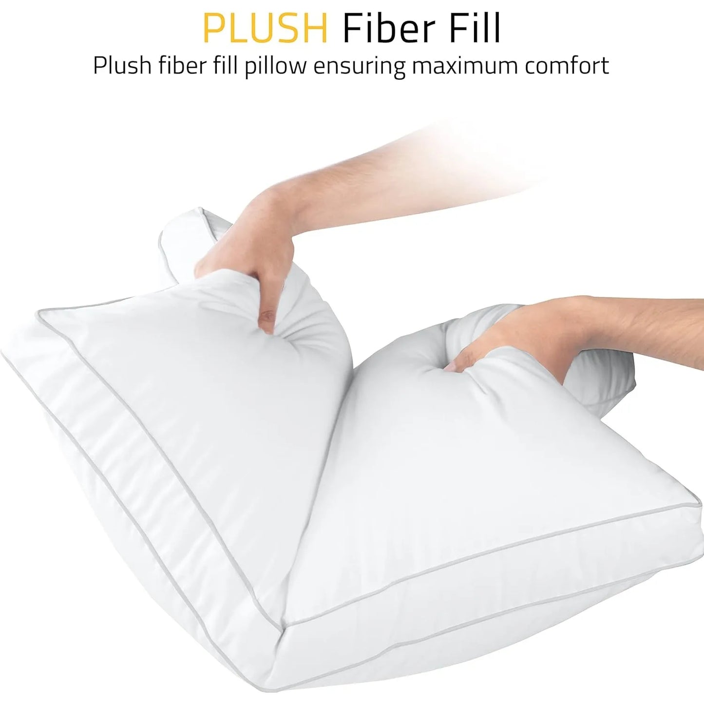 Bed Pillows for Sleeping Standard Size (White),Set of 2,Cooling Hotel Quality,Gusseted Pillow for Back, Stomach or Side Sleepers