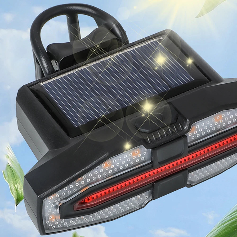 Solar LED Bicycle Turn Taillight with Turn Signals Portable Bike Taillight Remote Control Bicycle Rear Light Bike Accessories
