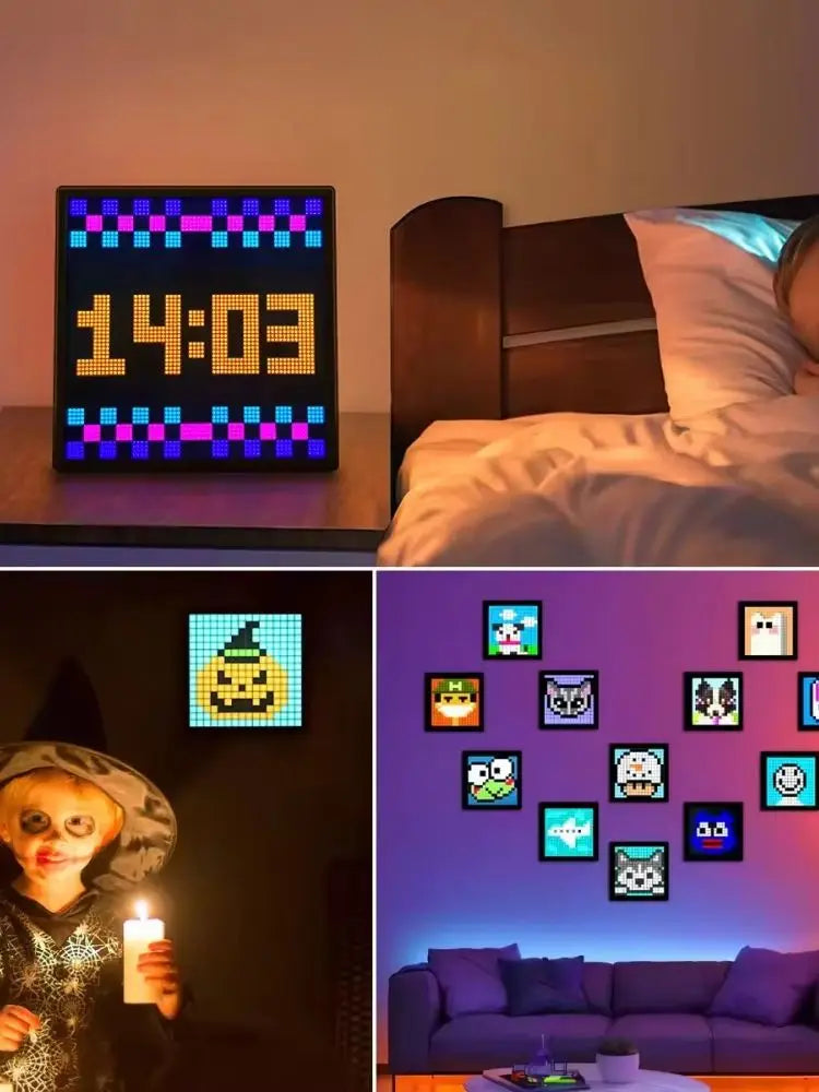 16x16 Smart LED Pixel Display Matrix .Bluetooth App-Controlled Digital Art & Night Light
