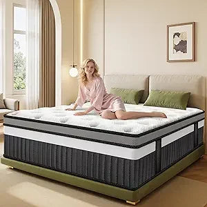 14in King Size Mattress, Cooling Memory Foam Mattress in a Box, Medium-Firm for Pressure Relief & Comfort Sleep, Fiberglass Free