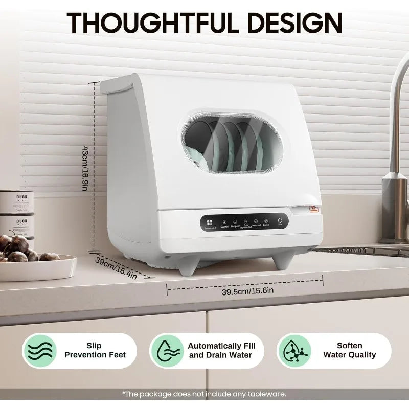 Portable Countertop Dishwasher 158℉ Mini Dishwasher 5 Programs 5L Automatic Dishwashing Machine 360° Spray Deep Cleaning Compact