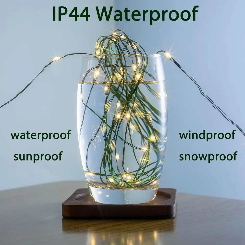164FT Green Wire Fairy Lights Plug-in, 500 LED Dimmable Waterproof String Lights with Remote - 8 Modes Warm White for Christmas