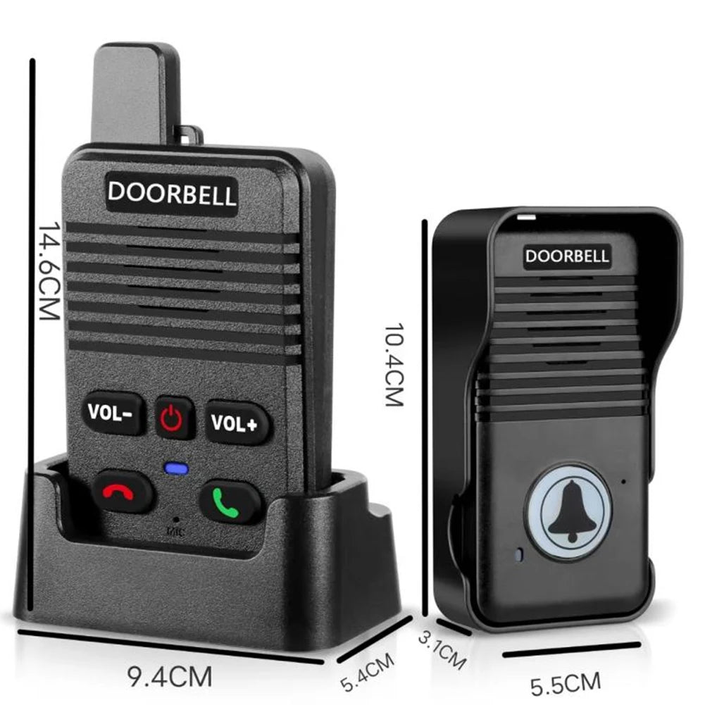 Wireless Voice Duplex Intercom Doorbell with Rechargeable Battery House Home Audio Apartment Room Intercom for Factory Office
