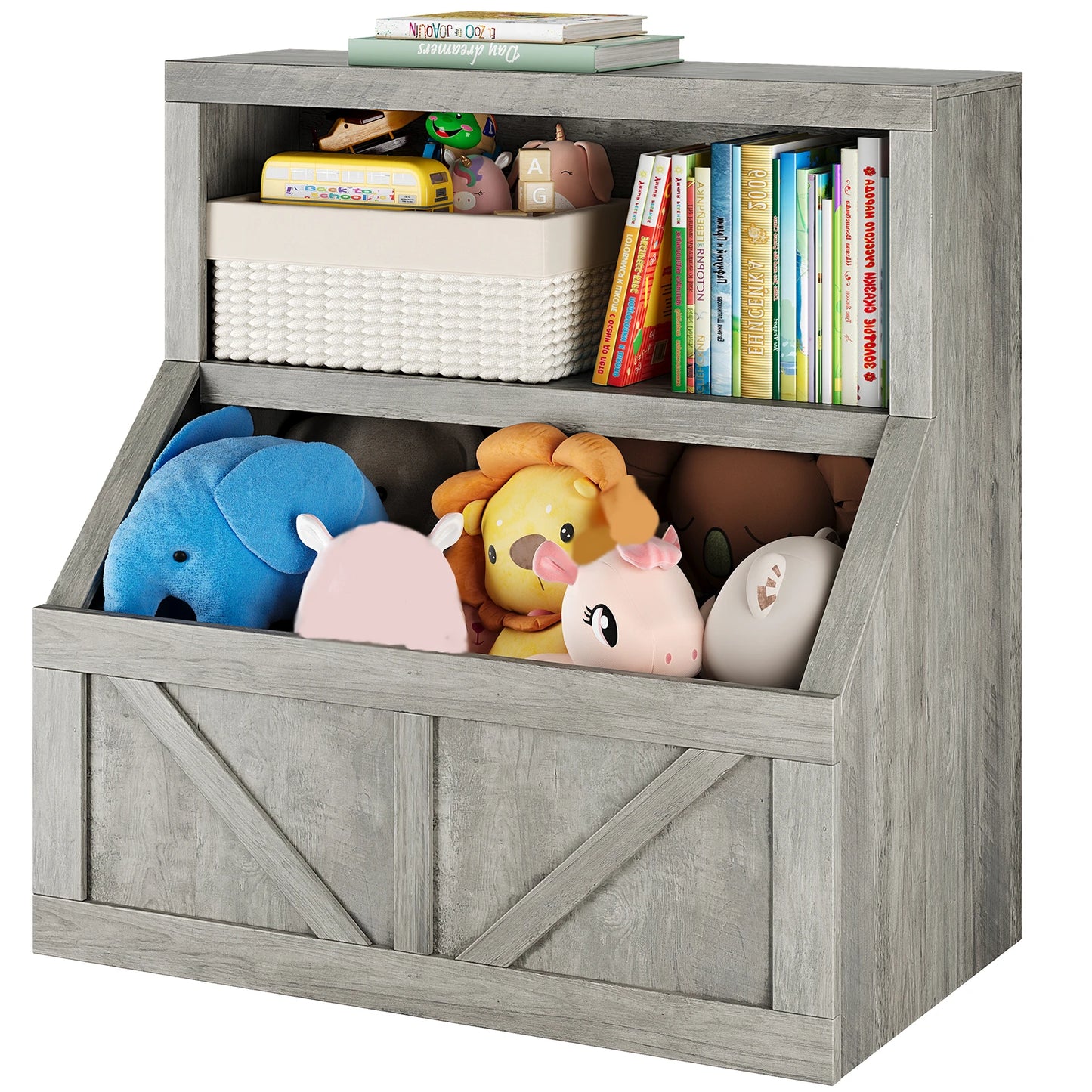 Kids Bookcase Toy Storage Organizer Cabinet Children Bookcase Wooden Toy Storage Cabinet for Playroom Nursery Hallway School