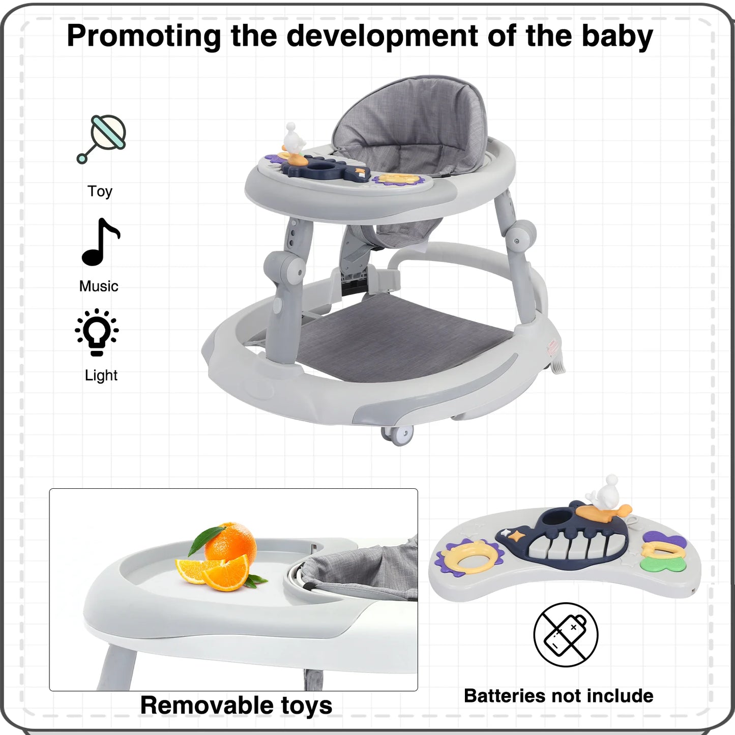 UBRAVOO Foldable Baby Walker O Shaped Legs 6-18 Months