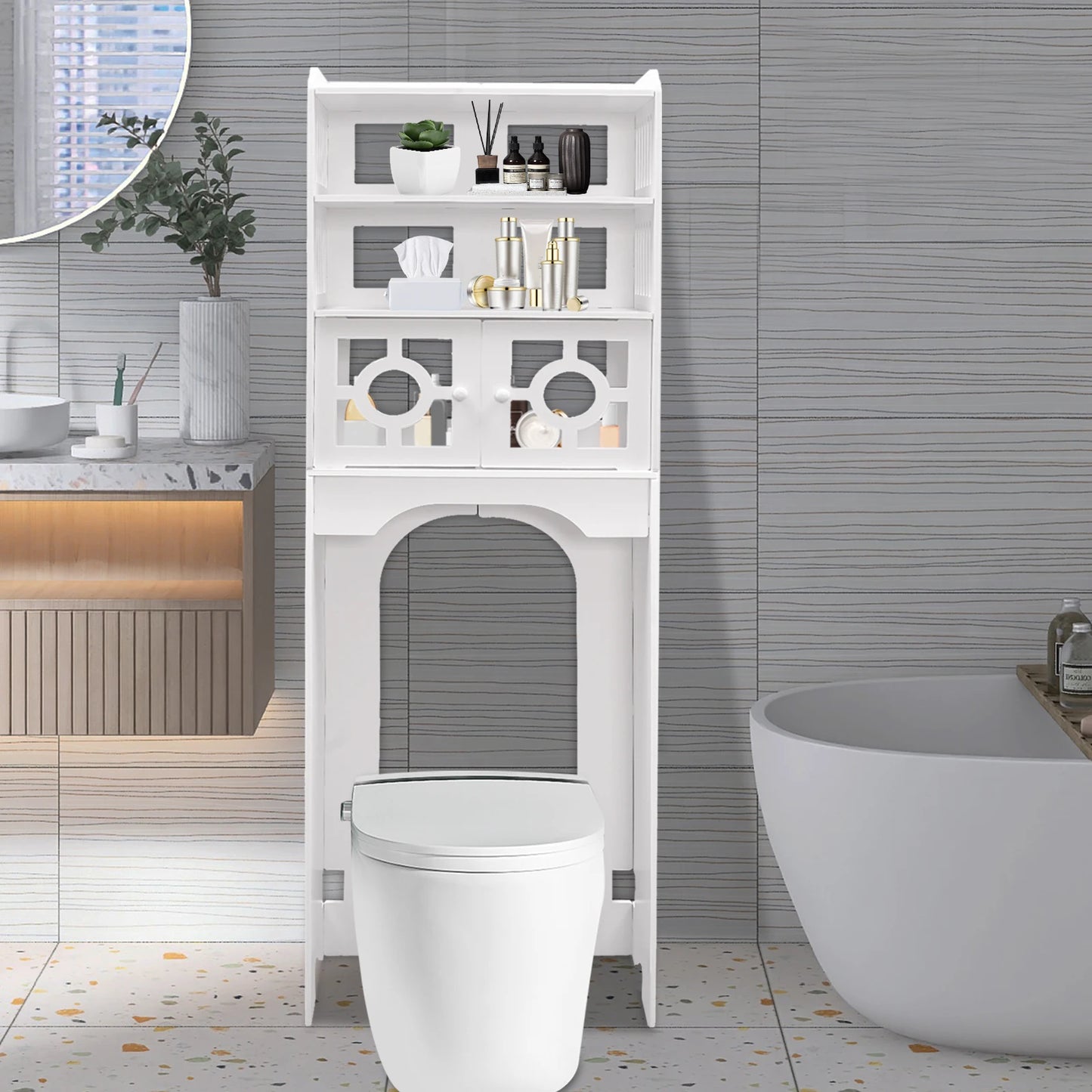 4 Tier Toilet Cabinet Space Saving Bathroom Storage Organizer