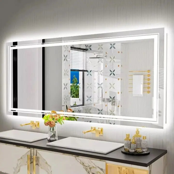 Large Illuminated LED Bathroom Mirror Front Backlit Anti Fog