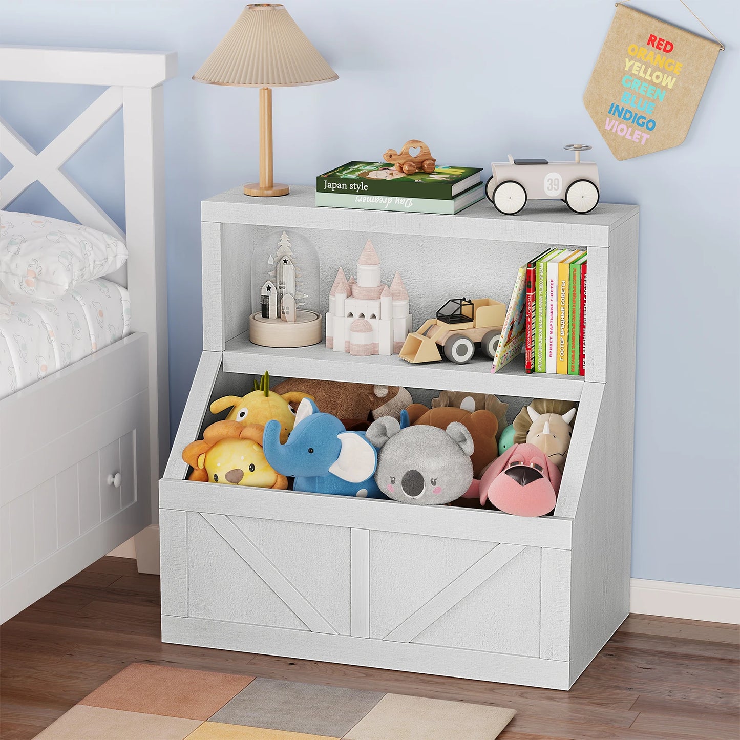 Kids Bookcase Toy Storage Organizer Cabinet Children Bookcase Wooden Toy Storage Cabinet for Playroom Nursery Hallway School